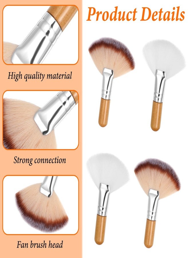 Matwsec 4PCS Fan Brushes Esthetician Facial Brushes Esthetician Soft Fan Blush Brush for Powder Blush Body Powder Brush Face Makeup Tools - Image 5